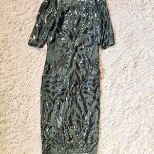 Glam Sequin Baroque Old Hollywood Mother of the Bride Sheath Dress Womens S